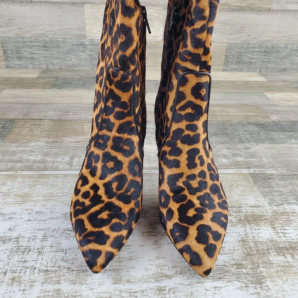 Michael Kors Katerina Womens Tall Boots Sz 5.5 Butterscotch Leopard Animal Print